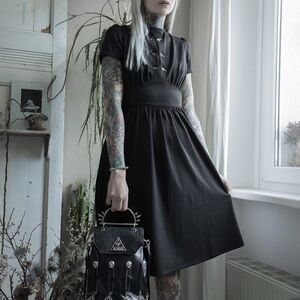 Rare Disturbia gothy midi dress NWT size UK10 US6 with chain detail in front